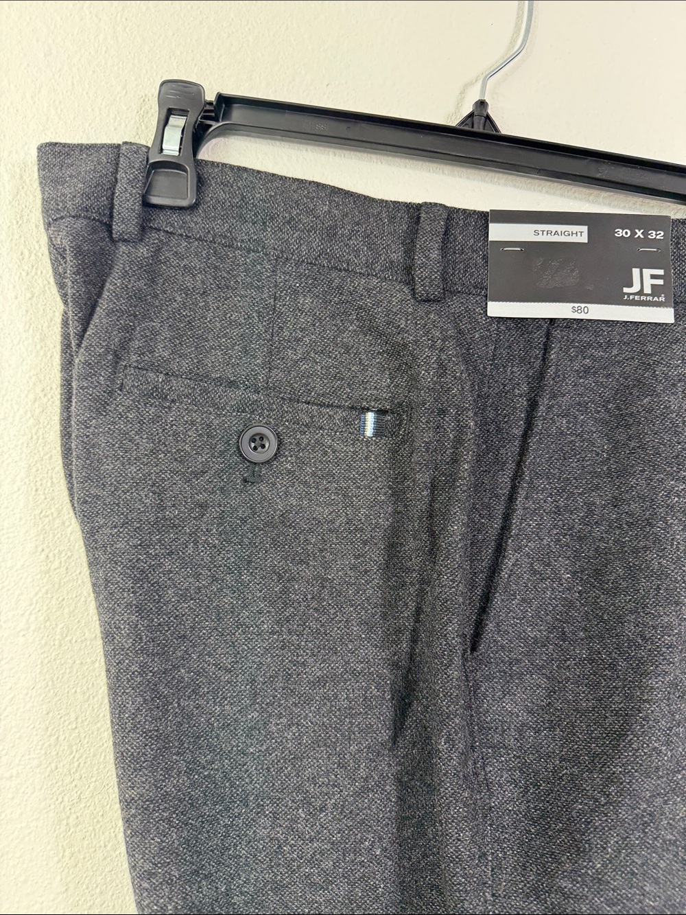 jf j.ferrar Men's Dark Charcoal Dress Pants Flat Front Straight